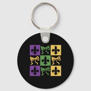 Chaveiro Arco Coquette Checkered Fleur De Lis Mardi Gras Ca