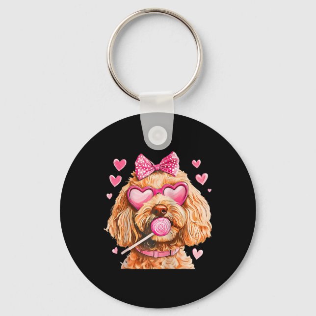 Chaveiro Arco de coquete Goldendoodle Valentine Day Raglan  (Frente)
