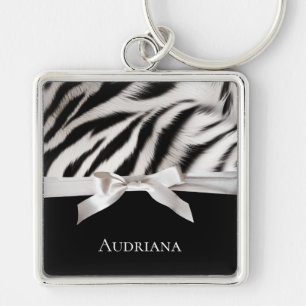 Chaveiro Arco de Impressão de Zebra Chic White Preta