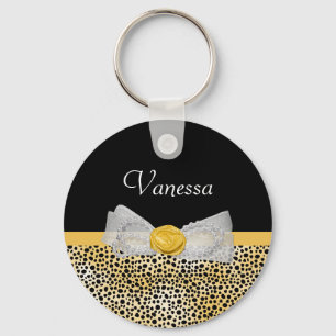 Chaveiro Arco e nome do Rico Impressão Chita Amarelo Trend
