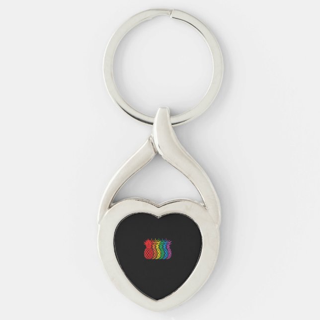 Chaveiro Arco-Íris Abacaxis Aloha Havaiano Orgulho gay Mês (Frente)