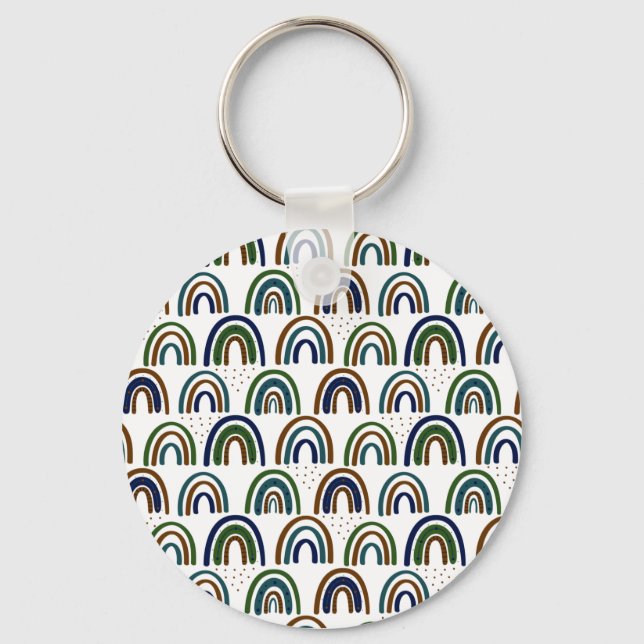 Chaveiro Arco-íris Boho Azul Verde e Marrom (Frente)
