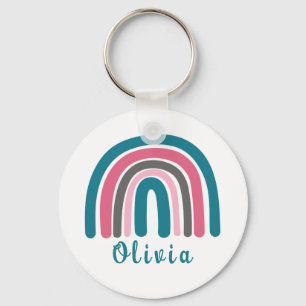 Chaveiro Arco-Íris Colorido Boho Com Nome Personalizado