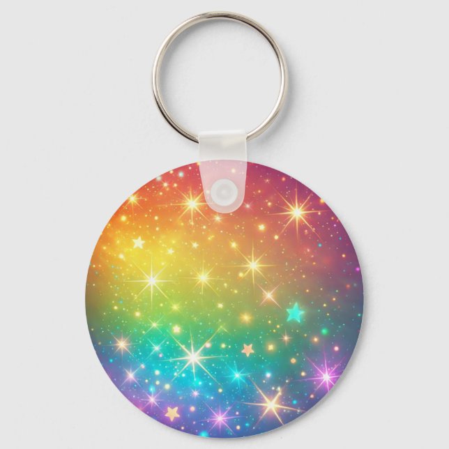 Chaveiro Arco-íris colorido estrela espaço (Frente)
