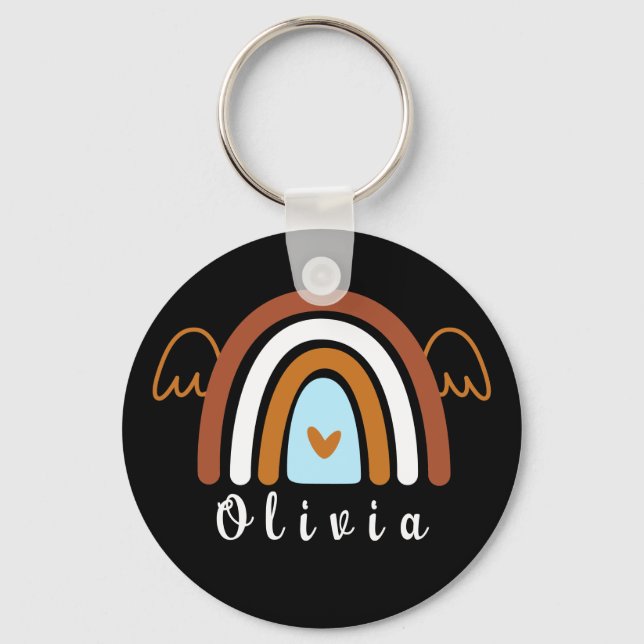 Chaveiro Arco-íris Cute Boho com Nome Personalizado (Frente)