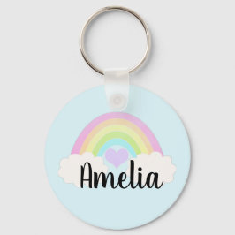 Chaveiro Arco-Íris de Aquarela Pastel Personalizado