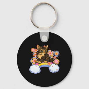 Chaveiro Arco-íris de Gatinho Gato Fofo Sarcástico Humor Co