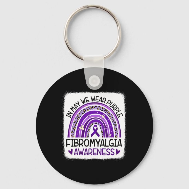 Chaveiro Arco-Íris Em Maio Vestimos Fibromialgia Roxa Aware (Frente)