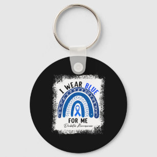 Chaveiro Arco-Íris Eu Visto Fita Azul Para Mim Diabetes T1D