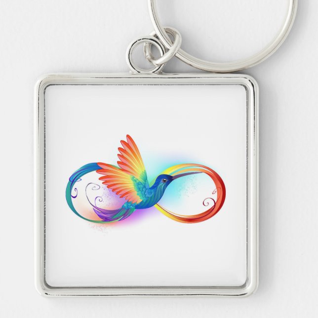 Chaveiro Arco-íris Hummingbird com símbolo Infinito (Frente)