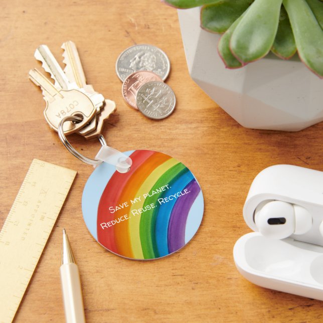 Chaveiro ARCO-ÍRIS Salve meu planeta (personalizável) (Mesa)