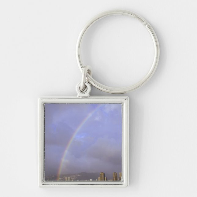 Chaveiro Arco-íris sobre Honolulu, Havaí, EUA (Frente)
