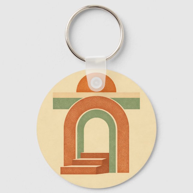 Chaveiro Arco Minimalista Retro Boho Arco-íris (Frente)