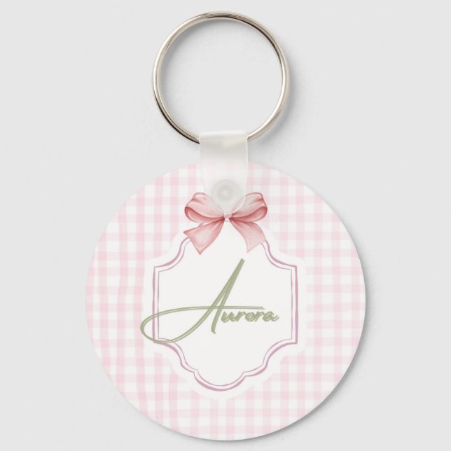 Chaveiro Arco Rosa Personalizado Aurora e Impressão Gingham (Frente)