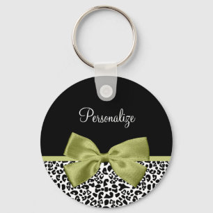 Chaveiro Arco Verde Primavera de Impressão Leopardo bonito 