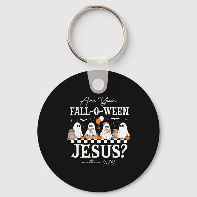 Chaveiro Are You Fall-o-ween Jesus Matthew 4_19 Halloween C (Frente)