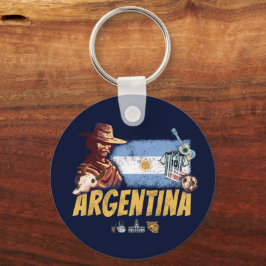 Chaveiro Argentina vintage gaúcho com bola de futebol de ba
