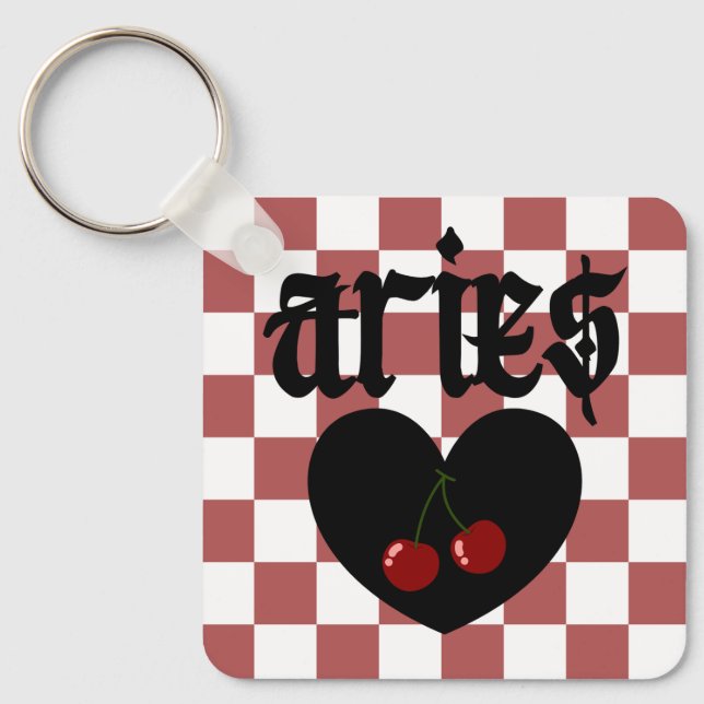 Chaveiro Aries Gothic - Design de cereja controlada por est (Frente)