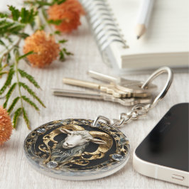 Chaveiro Aries Ram, Diamante e Dourada Personalizada
