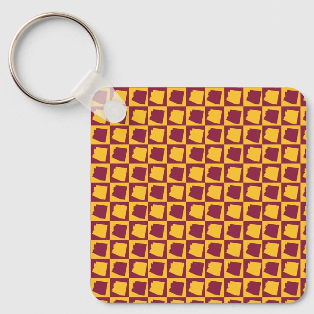 Chaveiro Arizona Geometric Maroon and Gold Pattern (Frente)