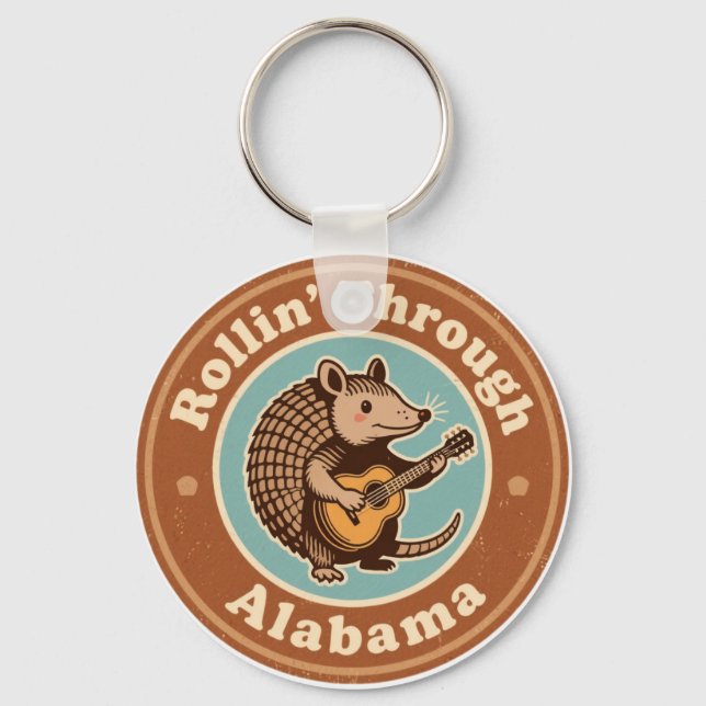 Chaveiro Armadillo Engraçado Rolando pela Vintage Alabama (Frente)