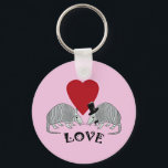 Chaveiro Armadillo Heart Love Pink<br><div class="desc">These cute key chains feature an armadillo couple under a heart looking over the word "Love" in a fun font on a light pink background.</div>