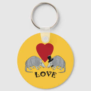 Chaveiro Armadillo Heart Love Vintage Yellow