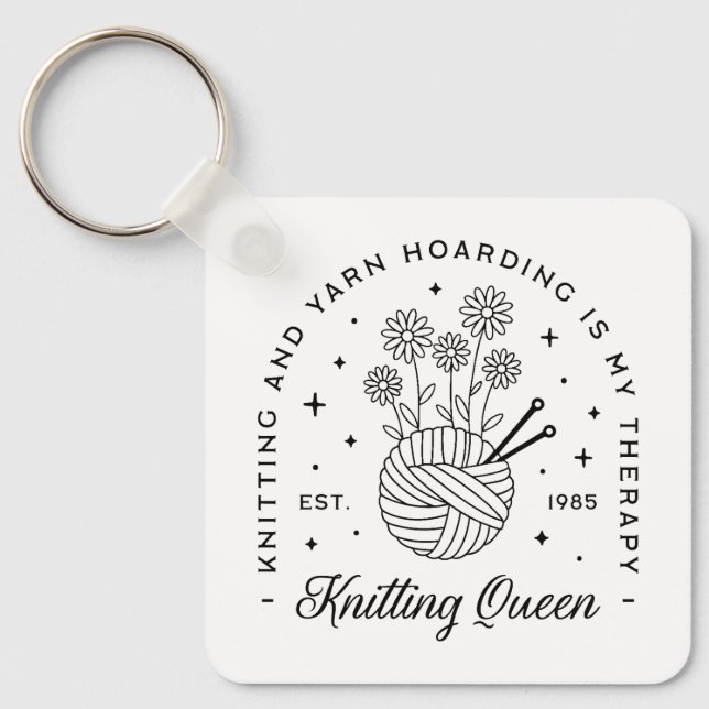 Chaveiro Armador de fios engraçados da rainha do tricô (Frente)
