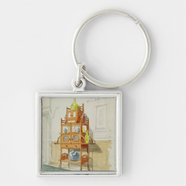 Chaveiro Armário da exposição, c.1860s-70s (w/c & lápis em (Frente)