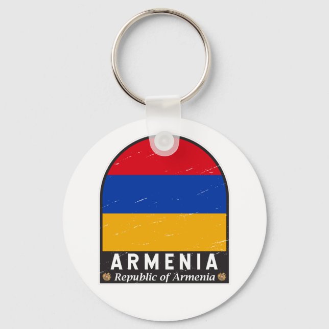 Chaveiro Armênia Flag Emblem Distress Vintage (Frente)