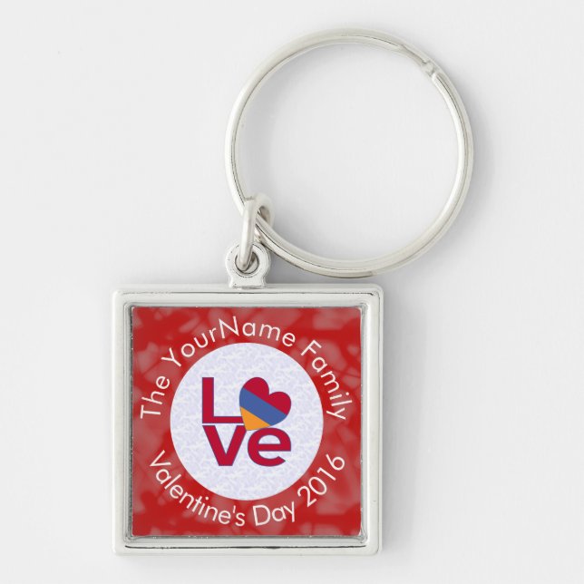 Chaveiro Armênio Red Letters LOVE Flag Personalizado (Frente)