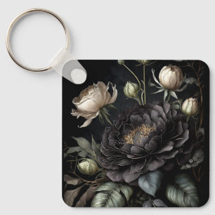 Chaveiro Arranjo de Rosa Gótica Flor Preta