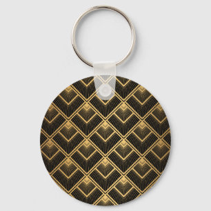 Chaveiro Art Deco Black Dourado: Geométrico