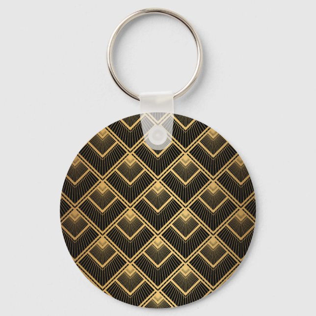 Chaveiro Art Deco Black Dourado: Geométrico (Frente)