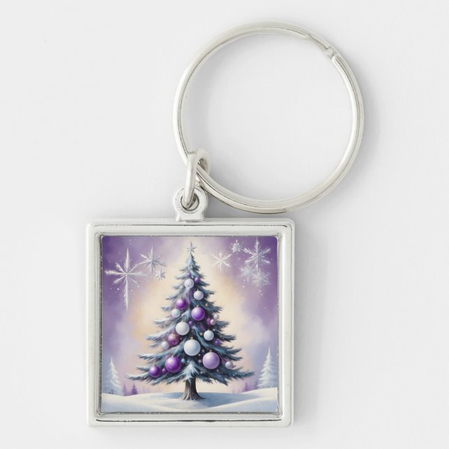 Chaveiro Art Deco Christmas Purple and Silver Haze  (Frente)