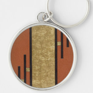 Chaveiro Art Deco em Dourado e Bege