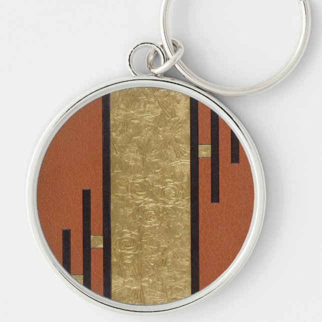Chaveiro Art Deco em Dourado e Bege (Frente)