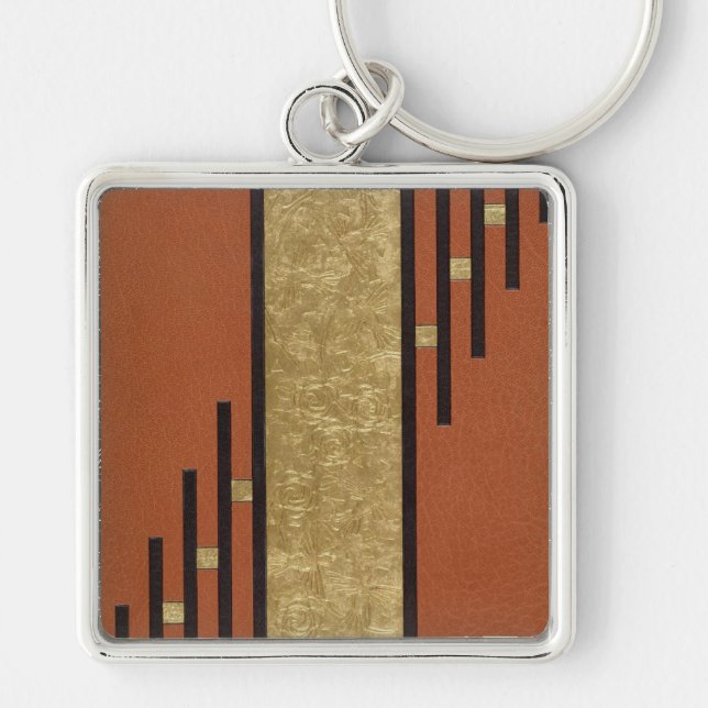 Chaveiro Art Deco em Dourado e Bege (Frente)