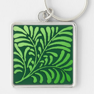 Chaveiro Art Deco Fern pattern - tons verdes