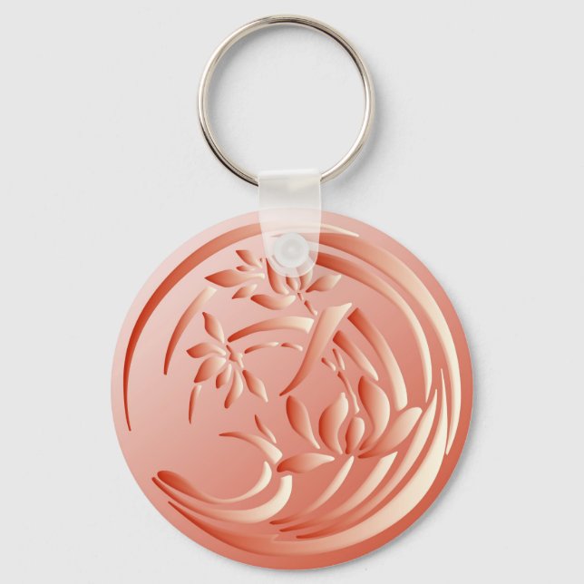 Chaveiro Art Deco Lily - Coral - Laranja (Frente)
