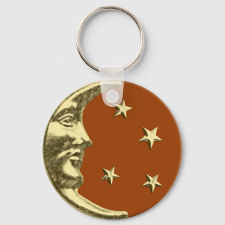 Chaveiro Art Deco Moon and Stars - Castanho e Dourado