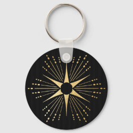 Chaveiro Art Deco Starburst Black e Dourado