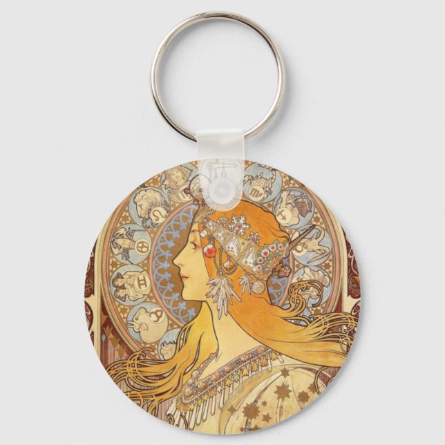Chaveiro Art Nouveau Alphonse Mucha Chave Cadeia Zodiac (Frente)