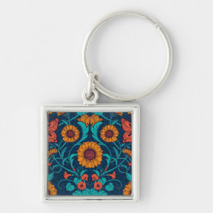 Chaveiro Art Nouveau daisies in blue and yellow
