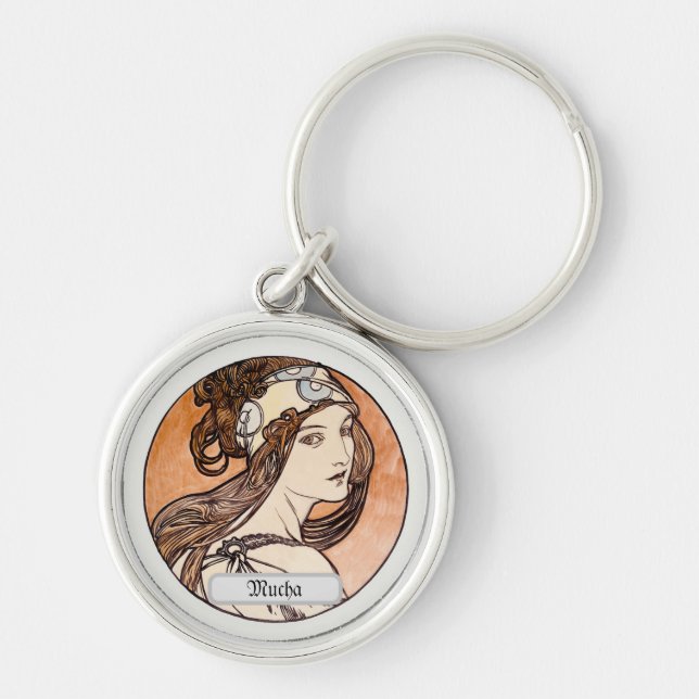 Chaveiro Art Nouveau Keyring, Alphonse Mucha Vintage Impres (Frente)