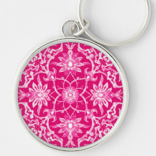 Chaveiro Art Nouveau Padrão Chinês - Fuschia Rosa