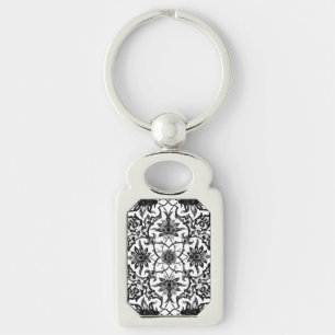 Chaveiro Art Nouveau - Padrão Chinês - Preto e Branco