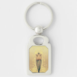Chaveiro Art nouveau tulipa floral rosa e ouro elegante