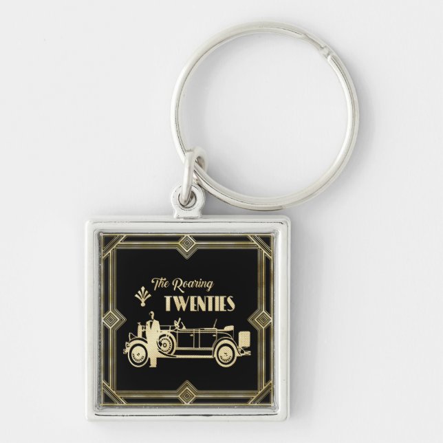Chaveiro ArtDeco O Carro Black Gatsby Dourado Dos Anos Vint (Frente)