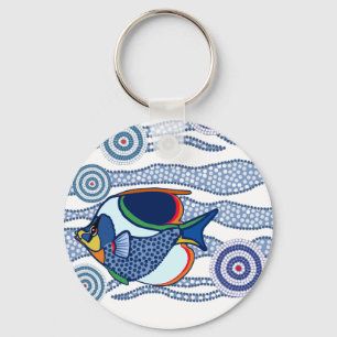 Chaveiro Arte aborígene Fish-01 do ponto